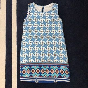 Blue Patterned Shift Dress